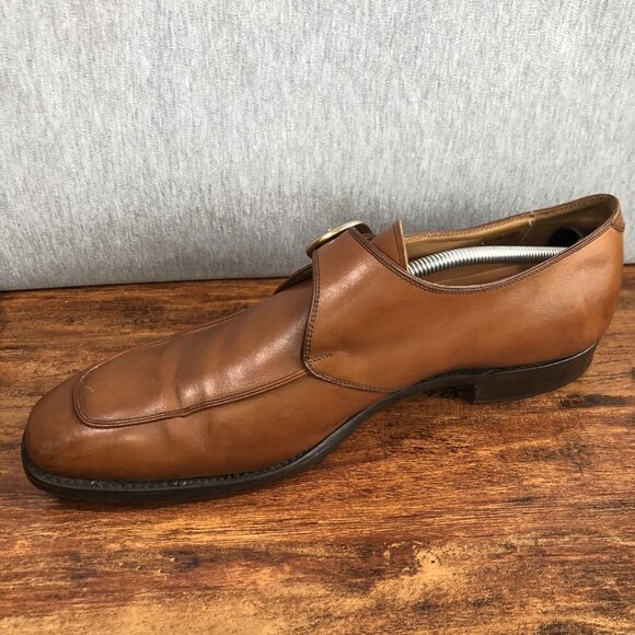 Brooks Brothers Mens Size 12 Brown Slip On‎ Dress Shoes Monk Strap Gold Buckle - Picture 6 of 10